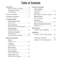 Table of contents for Geography Activities For Social Studies Classrooms, listing map skills, landforms, and geography topics.