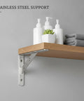5.91 Inch Stainless Steel Wall Shelf Bracket Heavy Duty L Shape Support under wooden shelf with towels and bottles