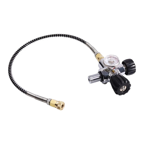 M18x1.5 DIN Valve Scuba Adapter For Paintball Fill Station With High Pressure Gauge 4500 PSI stainless steel close-up