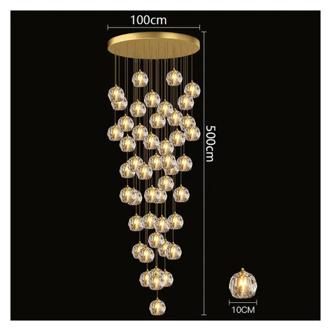 Modern Crystal Chandelier Pendant Light Straight Up Gorgeous Ace Indoor Fixture For Living Room And Stairwells with gold base and crystal drops.
