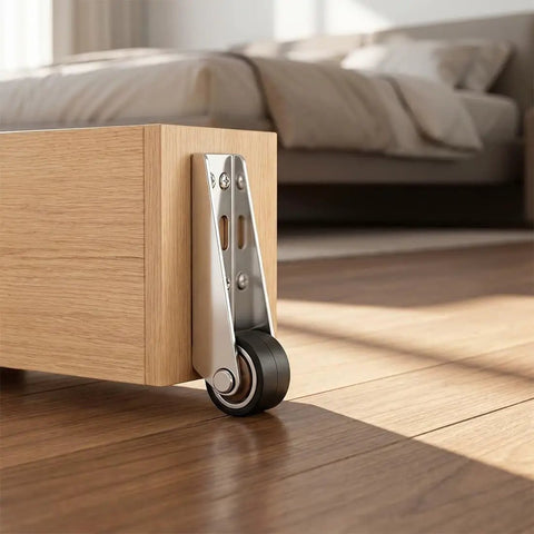 Zero Drama Heavy Duty Vertical Track Roller Wheels Slide Doors smooth as butter for barn cabinets with soft rubber casters.