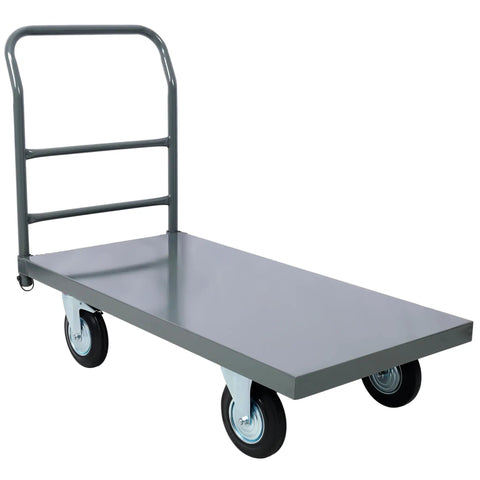 Heavy Duty Platform Truck Workhorse Dolly Cart With Wheels 24x48 Inch Flatbed Hand Truck Steel Deck 2000 Lb Capacity For Moving In Warehouse Garage Or Home Use, gray steel deck and handle