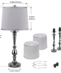 Industrial USB Table Lamp Set Of 2 With Dope Dual USB Charging Ports, displayed with measurements and components, 25.9 inches tall