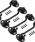 WUUWCHODC Hook and Eye Latch Gate Cabin Door Catch Window Swivel 201 Screws, black metal hardware with screws for secure fastening.