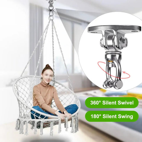 Silent Bearing Swivel Swing Hangers Stainless Steel Ceiling Mount Bracket For Aerial Yoga Silks, Swing Chair, Heavy Bag, Indoor Outdoor Use, No Squeak Quiet Swivel Hooks, Built To Last 2 Pack