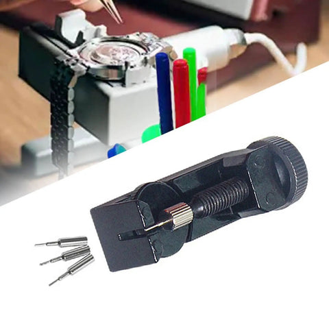 Watch Chain Link Remover And Strap Adjuster Repair Kit With Spring Bar Tool And Pin Replacements Steel Design Black