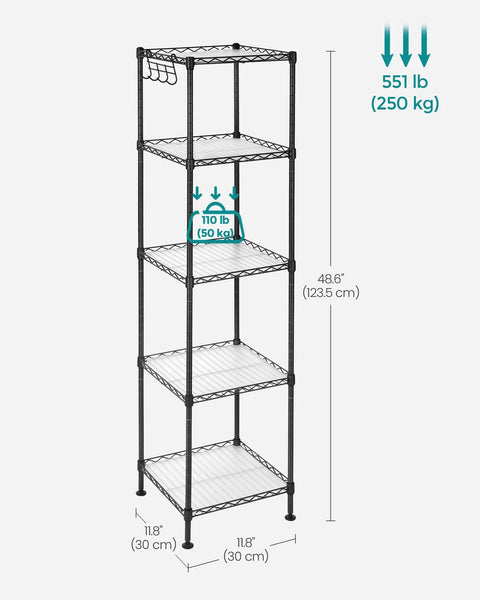 Tiny Bathroom Game Changer Five Tier Storage Rack Super Compact Organizer Hella Sturdy Powder Coated Steel Build Slim Floor Stand For Quick Easy Decluttering And Smart Small Space Living Solutions Right Away