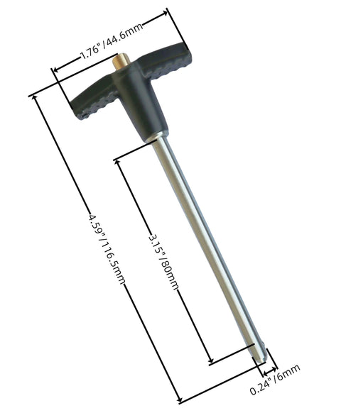 Locking Pin With Push Button Quick Release And Safety Rope, 304 Stainless Steel, shown with dimensions, rust resistant grip