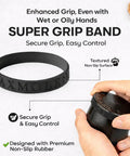 3-inch large spice grinder with dual grind plates (fine and medium), black with textured grip band, Amazon brand.