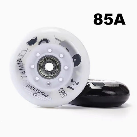 Inline Skate Wheels For Outdoor And Indoor Use 85A Hardness 76mm 8 Pack With Bearings Black Durable PU Material for Pro Level Rides