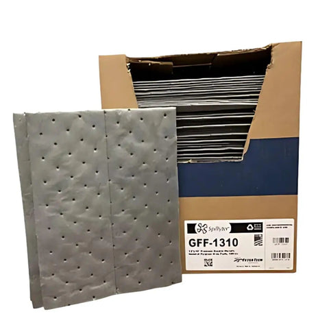 Universal Heavy Duty Absorbent Pads For Pro Jobs, 13 By 10 Inches, Three Ply, 100 Count, Maximum Spill Absorption For Oil, Chemicals, And Solvents, Built For Extra Heavy Spills And Quick Cleanups In High Traffic Areas
