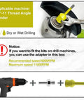 Diamond core drill bits set for 5/8-11 grinder; includes 4x 6/8mm diamond holes, 20mm beveling bit, hex adapter.