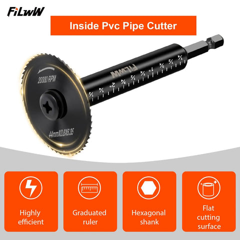Inside Pipe Cutter Kit With Six Saw Tooth Blades Three Inch Scale One Quarter Inch Hex Shank Pro Grade Versatile Cutter