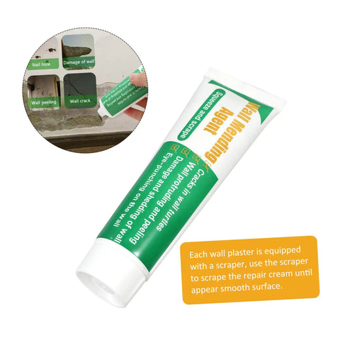 Wall Repair Paste Set With Self Adhesive Mending Cream, Scraper And Spout For Quick Crack Fix, Indoor And Outdoor Use