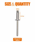 Stainless Steel Blind Rivets 3/16 x 1/2 Inch 4.8 x 12.7 Mm, 100-Pack Pop Rivets for Heavy Duty Auto Marine DIY Projects by ISPINNER