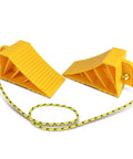 Heavy Duty Wheel Chocks For Rvs And Trailers, Non Slip Tire Stoppers With Durable Rope, Grooved Parking Blocks for trucks.