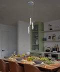 Crystal Cluster Pendant Lights For Kitchen Island Three Light LED Teardrop Ceiling Hanging Fixtures In Chrome Finish Dope Look