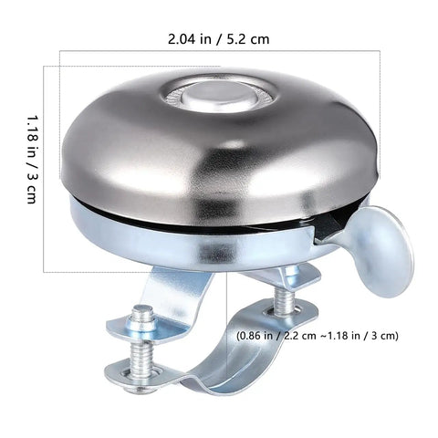 Loud As Heck Clear Safety Bell For Electric Scooters And City Commuter Bikes Fits 0.86 To 1.18 Inch Handlebars Easy Thumb Trigger Install Audible Ring That Cuts Through Traffic Ideal For Bikes Cruisers And Trikes. Chrome bike safety bell with thumb lever, 0.86-1.18 in handlebar clamp