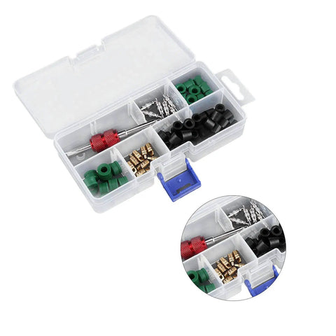 All In One HVAC Hose Gasket Kit For Air Conditioning Repairs 71 Piece Seal Set With 10 Valve Cores 50 Hose Gaskets 10 Valves