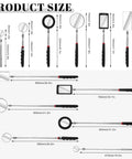 Product size chart for Six Piece LED Telescoping Inspection Mirror Set With Retractable Under Vehicle Mirror Tool Car Visual Reflector For Tight Spots And Quick Underbody Checks Multi Size Auto Mirror Kit.