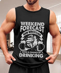 Lightweight Cotton Muscle Tank Top For Guys, Breathable Slim Fit Sleeveless Undershirt With Moisture Wicking, Tagless Gym Workout Vest For Summer Fitness And Straight Up Comfy Daily Grind, black with graphic.