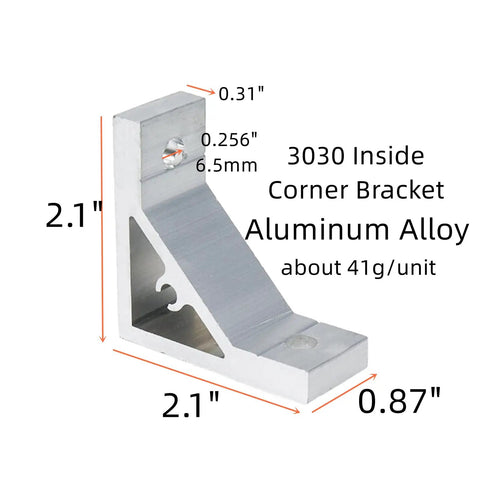 4 Pack 3030 Inside Corner Brackets Gusset Triangle For Aluminum Extrusion Profiles with 6.5mm Slot Aluminum Alloy