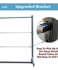 Detailed view of upgraded bracket on Heavy Duty Vinyl Roll Storage Rack With Wheels, featuring sturdy round tubes for stability.