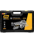 185 Piece Pro Grade Mechanics Hand Tool Set With 1/4 3/8 And 1/2 Inch Drive Ratchets case front view