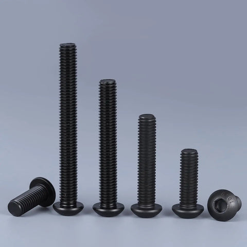 M6 X 12Mm Socket Cap Screws 100 Pack showing different lengths, black oxide finish, full thread for assembly use.