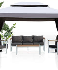 Outdoor Gazebo 10x13 With Mosquito Netting And Curtains, Weather Resistant Patio Canopy for Deck