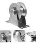 Two Pack Stainless Steel U Groove Pulley Track Roller With Double Bearings, Heavy Duty Sliding Door Hardware, front and side view