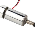 Top Pick 300W High Speed Cool Spindle Motor With Er11 Chuck for Milling and Engraving close-up view of a shiny chrome spindle motor.