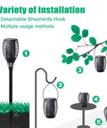 8 Pack Solar Torch Lights With Flickering Flame That Looks Lit, Upgraded 3in1 Outdoor Hanging Lanterns installation options.