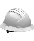Full Brim Hard Hat With HDPE Shell, Wheel Ratchet Adjustment, Vented 6-Point Suspension, White Safety Helmet For Sun, Debris, And Rain Protection, ANSI Z89.1 Type I Class C