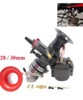 28 To 30mm Carburetor Replacement With Power Jet Set for Mikuni and Keihin PWK YD28 YD30 ATV Quad Go Kart shown with accessories