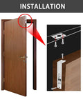 Installation of 6 Inch Flush Bolt For Double French Doors showing mounting screws and brushed chrome finish