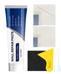 Easy Drywall Crack Repair Paste Kit With Spatula for repairing wall cracks, includes putty tube, sandpaper, spatula, and applicator nozzle.