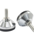 Rock Solid Heavy Duty Leveling Feet 4 Pack Adjustable Table Bolts With No Wobble Guarantee And Easy As Pie M12x40 Install in sleek silver and black.