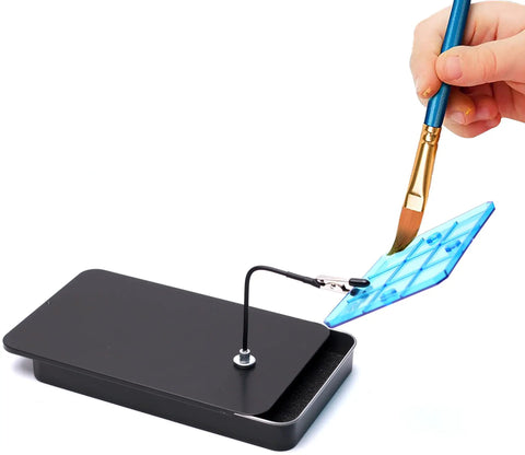 Metal Painting Stand Base Holder with 12 Magnetic Bendable Alligator Clip Sticks for Airbrush Spray and Gundam Model Parts Assembly