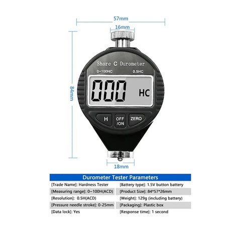 Hella Precise Electronic Digital Shore Durometer Type A D C Hardness Tester Meter with LCD screen and compact design
