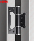 Soft Closing Door Hinge With Automatic 90 Degree Positioning Hydraulic Closer 5 Inch Adjustable Hardware 2 Pack Gray Groove Type Quiet Smooth Cabinet And Door Hardware, shown in black finish installed on door edge.