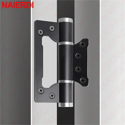 Soft Closing Door Hinge With Automatic 90 Degree Positioning Hydraulic Closer 5 Inch Adjustable Hardware 2 Pack Gray Groove Type Quiet Smooth Cabinet And Door Hardware, shown in black finish installed on door edge.