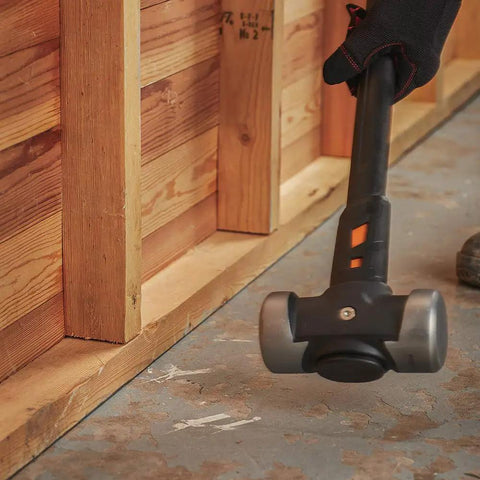 IsoCore Shock Reducing 8 Pound Double Flat Face Sledge Hammer 36 Inch Beast Demolition Tool in action on concrete floor