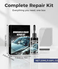 Windshield Repair Kit for Chips and Cracks, 2026 Upgrade Glass Sealant with liquid bottle and accessories displayed