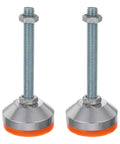 Heavy Duty Swivel Leveling Feet With GripLock Rubber Base And Easy Tune Bolts For Sturdy Workbenches And Garage Rigs D60x12mm Rock Solid Pack Of Two, featuring rubber base and threaded bolts.