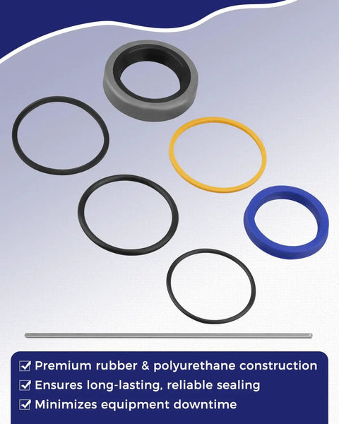 Bucket Cylinder Hydraulic Seal Kit For Bush Hog Front End Loaders Heavy Duty Replacement Fits One And A Half Inch Bore, One Inch Rod, Fifteen Inch Stroke Cylinders For 1840QT 1845QT 1846QT 1847QT 25H41702 rubber and polyurethane seals
