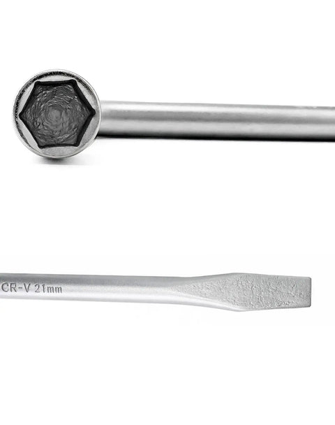Close-up of Rugged Tough As Nails Heavy Duty Tire Lug Wrench For Car Jack With Dual Head L Shaped Socket Tool 13 16 Inch