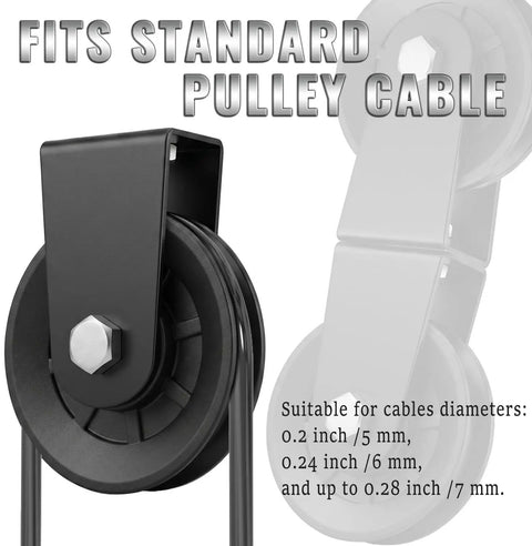 Dual Swivel Pulleys With 360 Degree Rotation For Home Gym Cable Machines, black nylon wheel, fits 5-7 mm cables