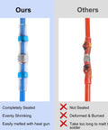 Comparison showing Solder Seal Wire Connectors Set 430 Pieces Heat Shrink Butt Connectors Waterproof Anticorrosion No Fuss For Motorcycle Automotive Marine Easy Heat Gun Solder Sleeve Crimpless Quick Sealing vs. other connectors.