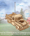 Chevrolet 3100 Inspired Wooden 3D Puzzle Car Kit For Adults With Spring Motor Pickup Lumberjack Model, 12.4 x 5.4 x 4.6 in